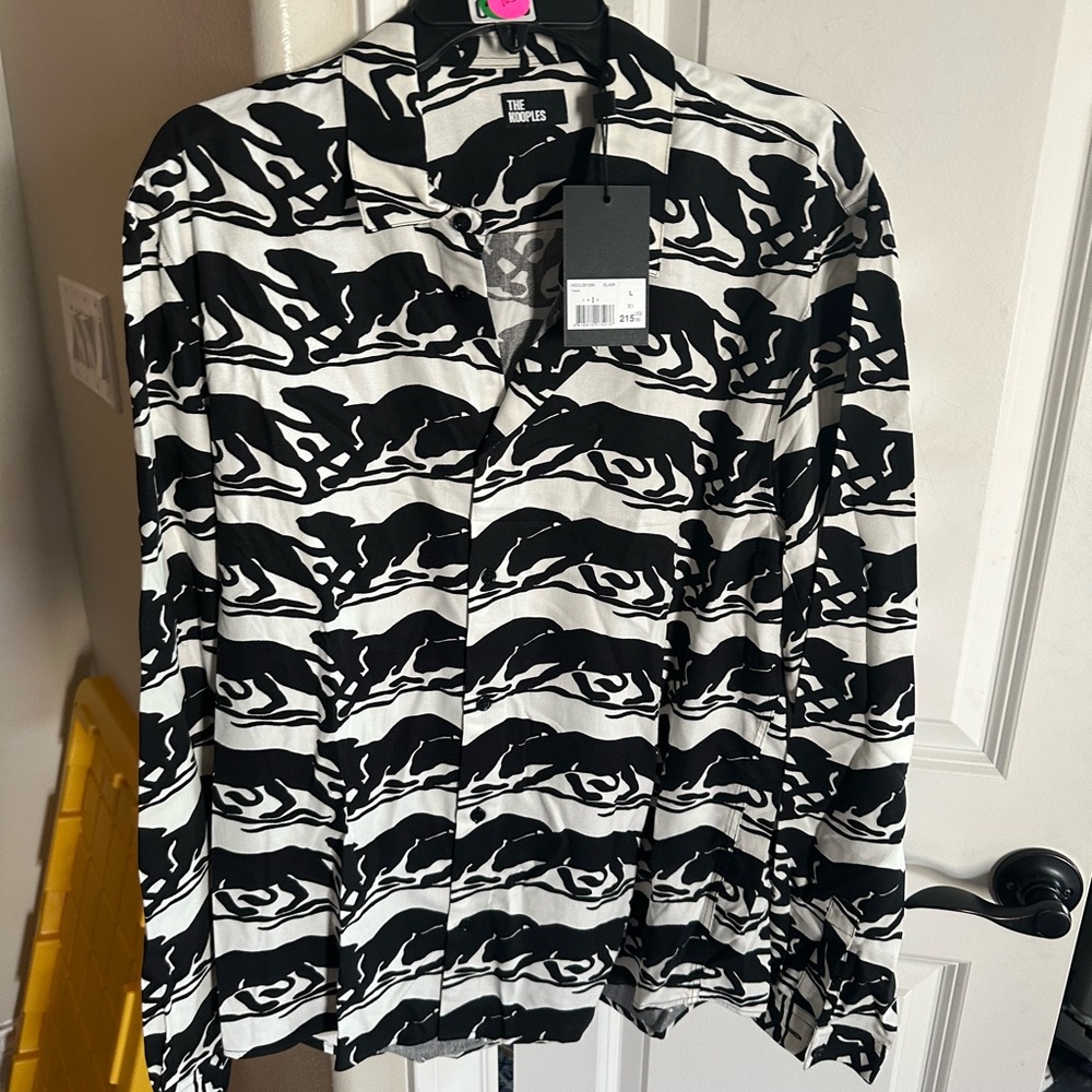 The Kooples Black and White Casual Button Down Shirt